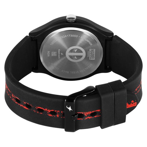 Fastrack Deadpool Wolverine Quartz Analog Black Dial With Black Silicone Strap Watch For Unisex - image number 4