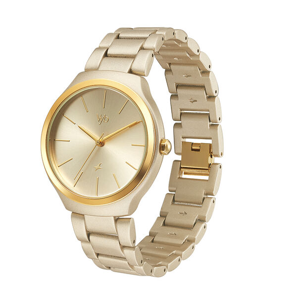 Fastrack Vyb Slayer Quartz Analog Golden Dial Metal Strap Watch for Girls - image number 3