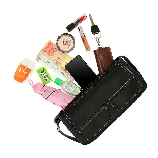 Fastrack Structured Shoulder Bag with Pockets in Black - image number 5