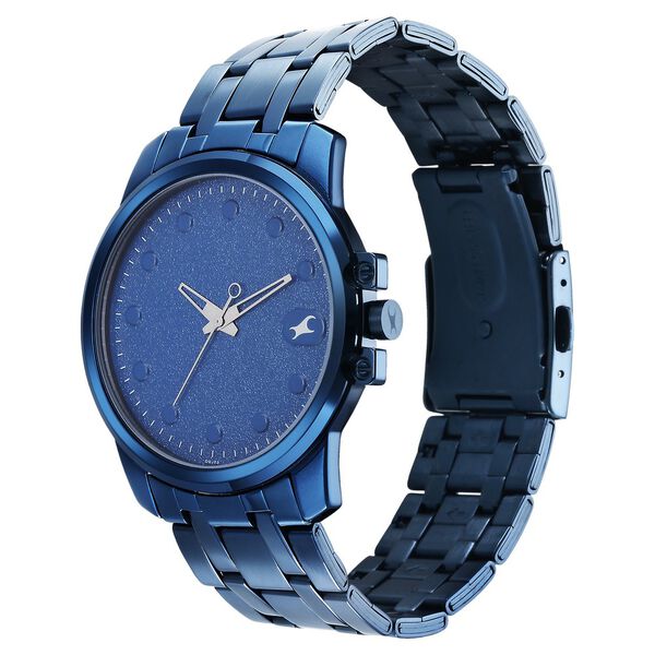 Fastrack Pulse Quartz Analog Blue Round Dial Blue Stainless Steel Strap Watch For Guys - image number 2