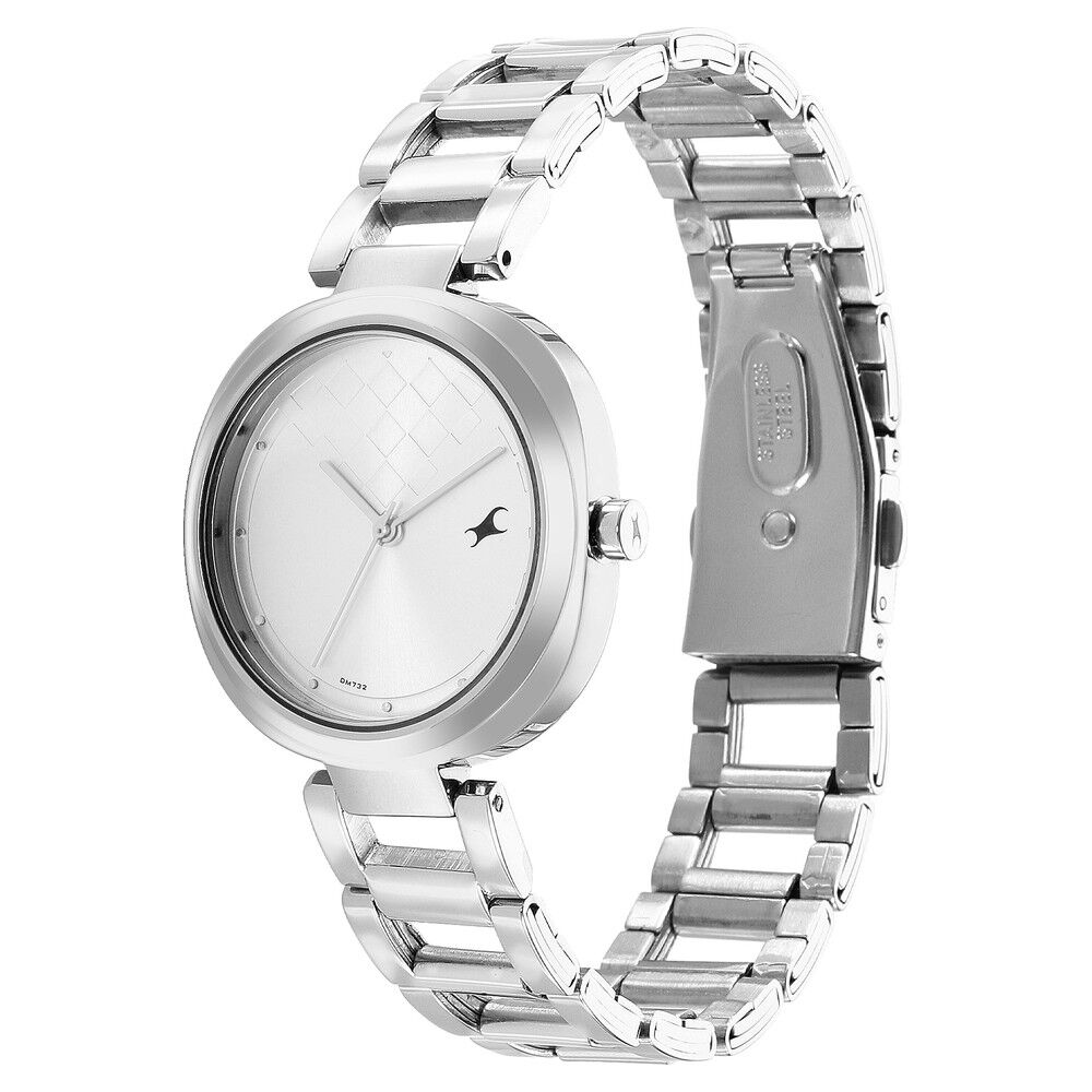 Fastrack Stunners Quartz Analog Silver Dial Stainless Steel Strap