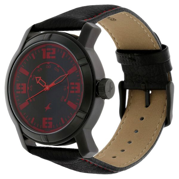 Fastrack Quartz Analog Black Dial Leather Strap Watch for Guys - image number 1