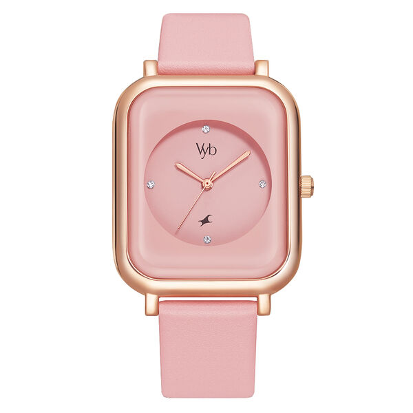 Fastrack Vyb Muse Quartz Analog Pink Dial Leather Strap Watch for Girls - image number 0
