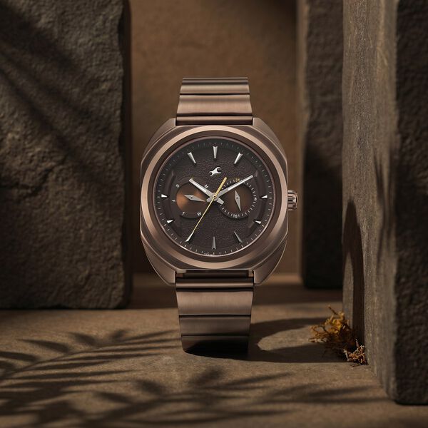 Fastrack Wild Analog with Brown Dial Brown Metal Strap Watch for Guys - image number 1