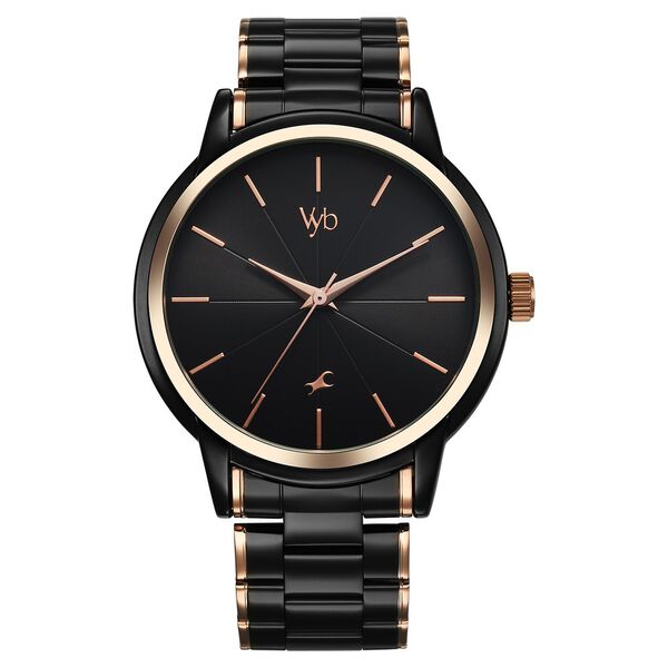 Fastrack Vyb Phantom Quartz Analog Black Dial Two Toned Metal Strap Watch For Guys - image number 1