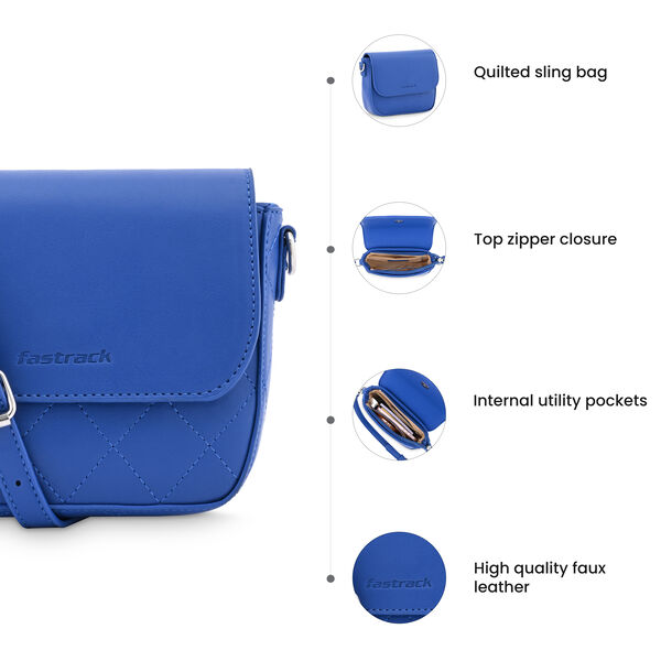 Fastrack Compact Sling Bag with Adjustable Sling in Blue - image number 8