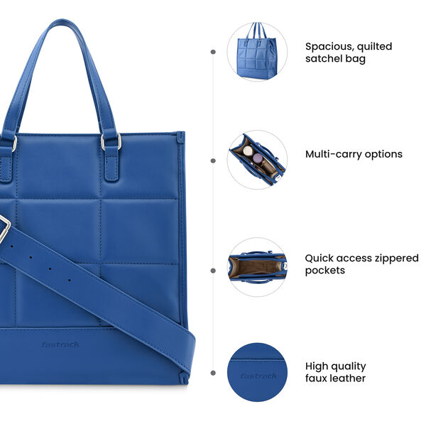 Fastrack Cobalt Blue Casual Satchel Bag for Women - image number 9