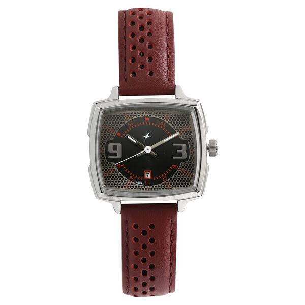 Fastrack Loopholes Quartz Analog with Date Black Dial Leather Strap Watch for Girls - image number 0