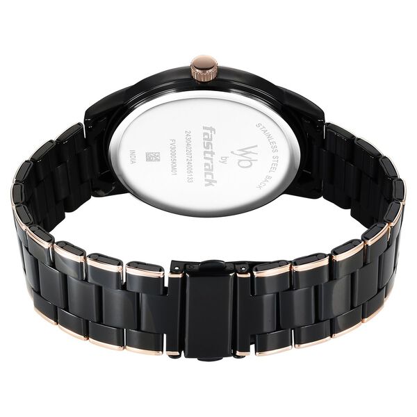Fastrack Vyb Phantom Quartz Analog Black Dial Two Toned Metal Strap Watch For Guys - image number 5