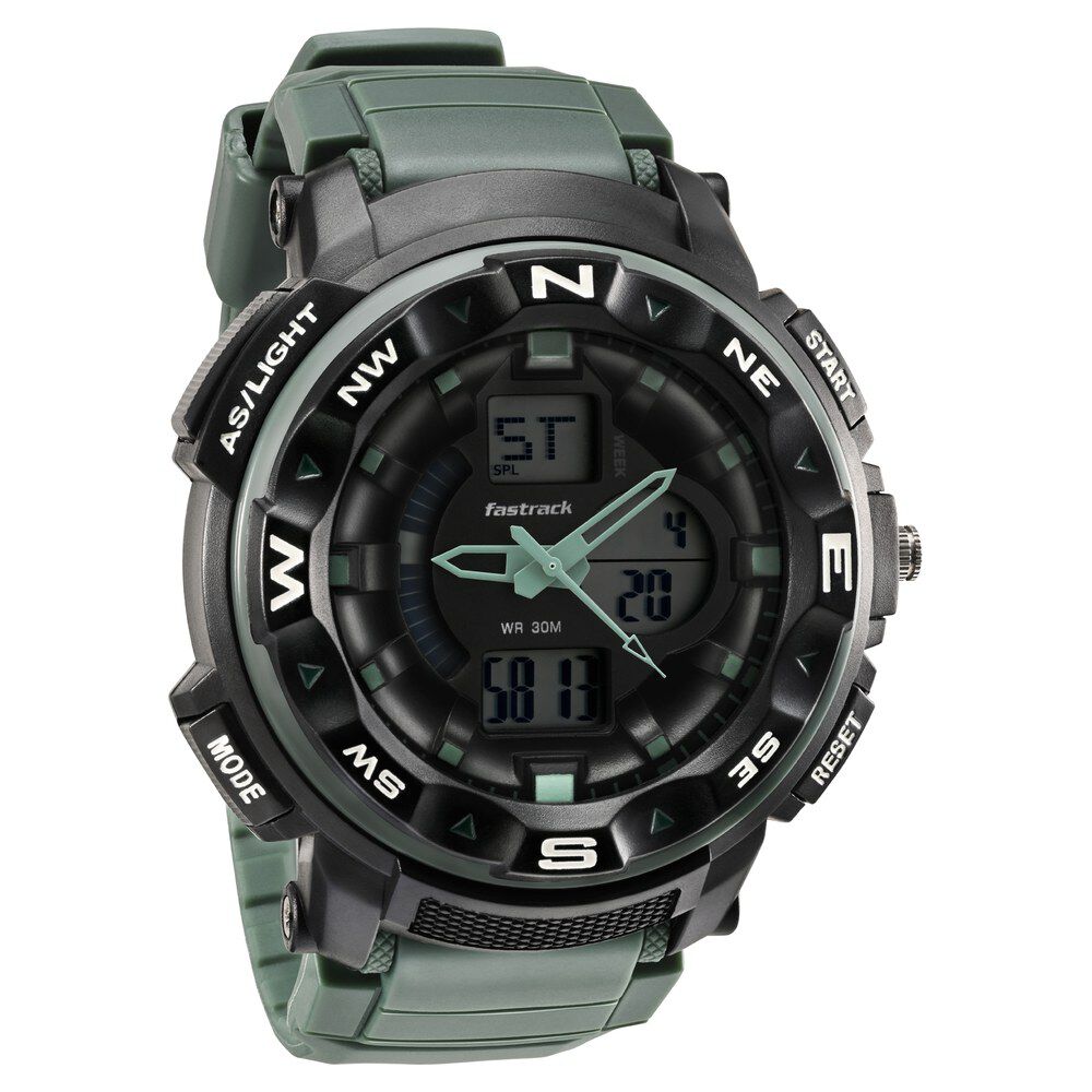 Fastrack AnaDigi Black Dial Plastic Strap Unisex Watch