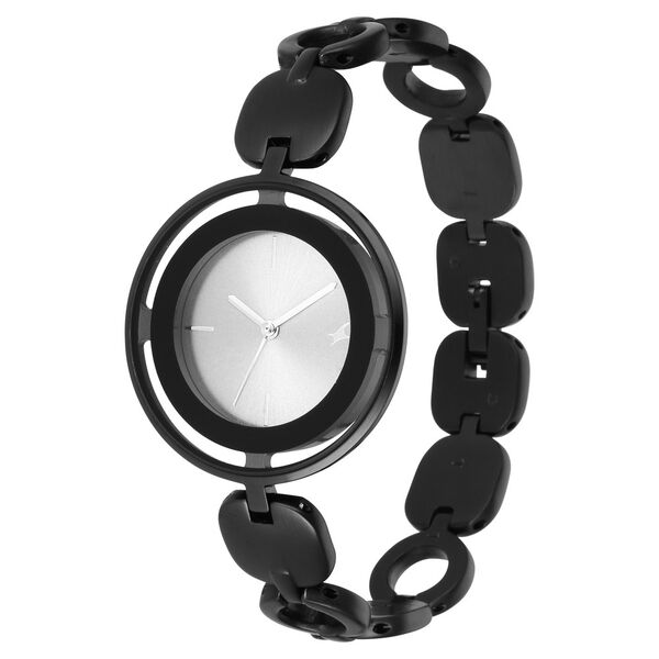 Fastrack Glitch Quartz Analog Grey Dial Metal Strap Watch for Girls - image number 2
