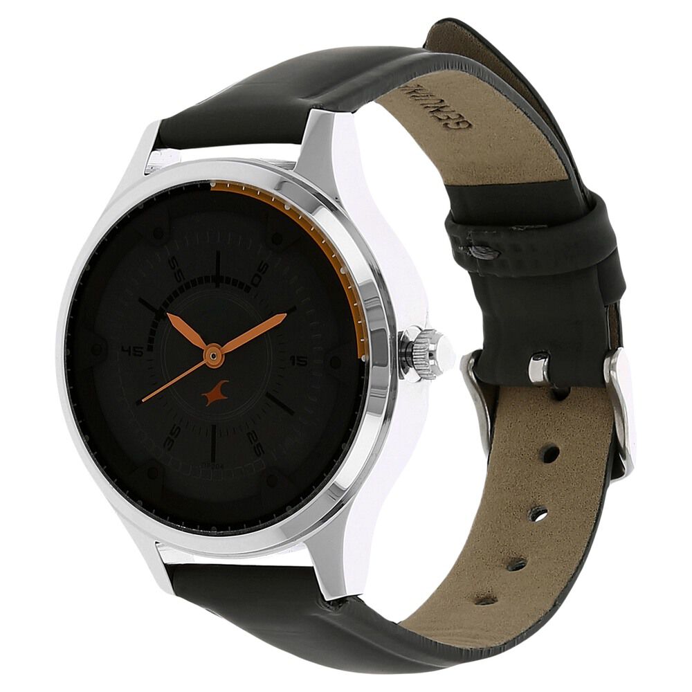 Fastrack Quartz Analog Grey Dial leather Strap Watch for Girls