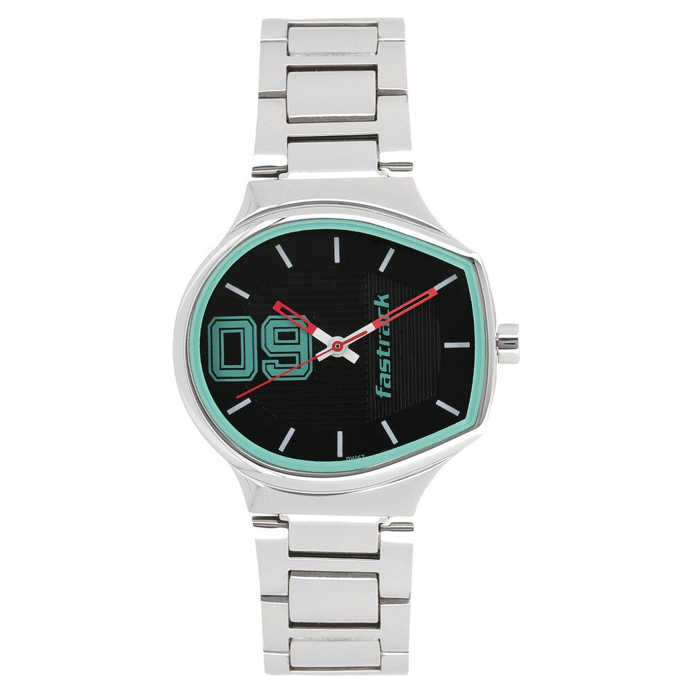 Buy Online Fastrack Varsity Quartz Analog Black Dial Stainless Steel Strap Watch for Girls 6175sm02 Fastrack
