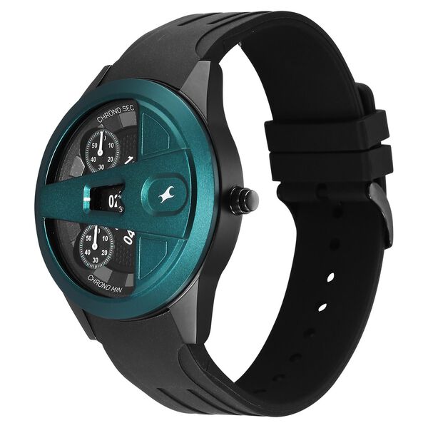 Fastrack Overdrive Chronograph Micromotor Black Dial Black Silicone Strap Watch For Guys - image number 4