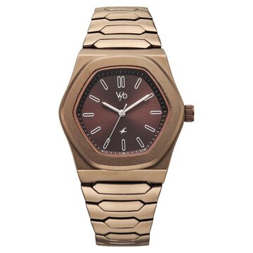 Vyb Limitless By Fastrack Quartz Analog Brown Dial Brown Metal Strap Watch For Guys