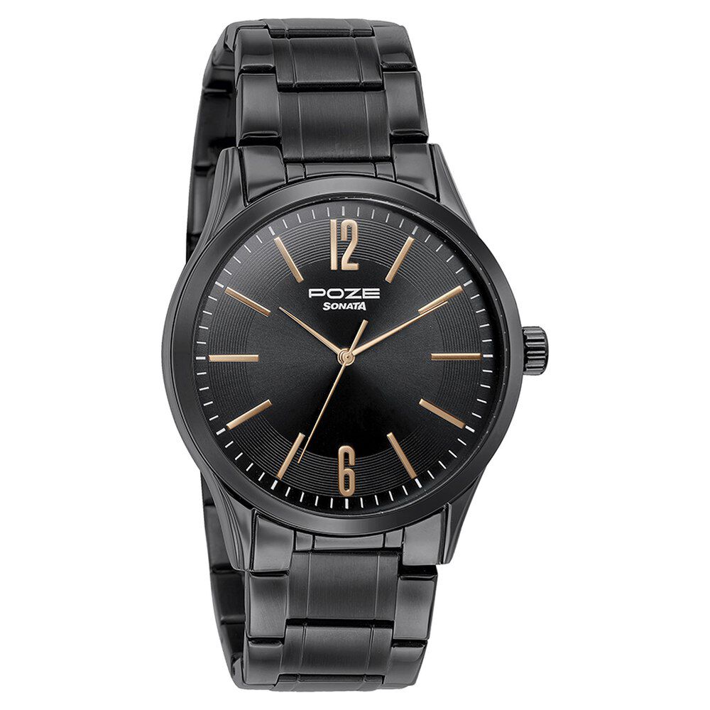 Black metal watches in sonata new arrivals