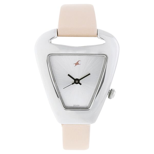 Fastrack Quartz Analog Silver Dial Leather Strap Watch for Girls - image number 0