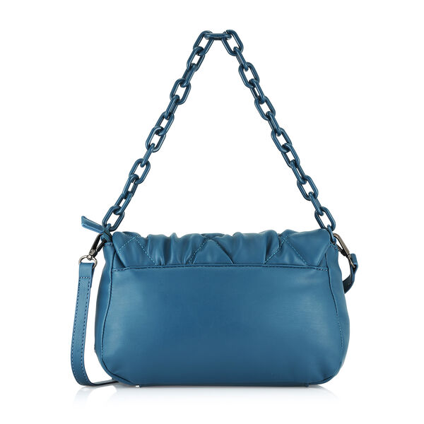 Fastrack Pleat-Quilted Satchel with Acetate Chain Handle in Blue - image number 3