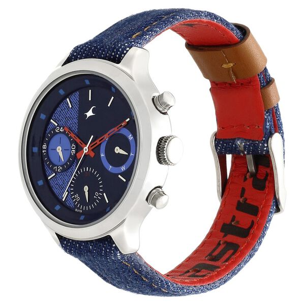 Fastrack Denim Quartz Multifunction Blue Dial Denim Strap Watch for Girls - image number 2