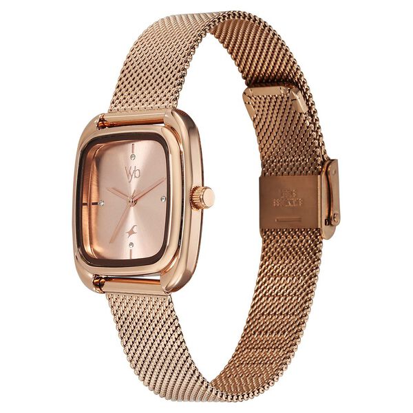Vyb Minimalist By Fastrack Quartz Analog Pink Dial Metal Strap Watch For Girls - image number 3
