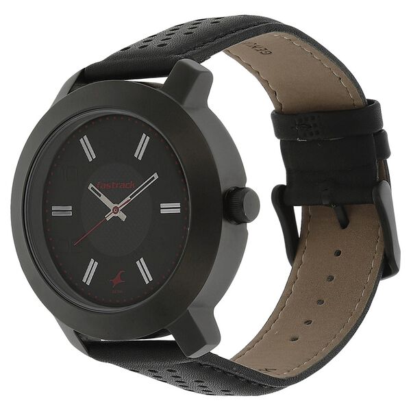 Fastrack Quartz Analog Black Dial Leather Strap Watch for Guys - image number 1