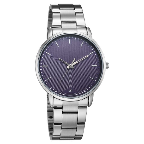 Fastrack Stunners Quartz Analog Purple Dial Silver Stainless Steel Strap Watch For Guys - image number 1