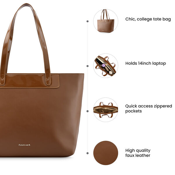 Fastrack Tan College Tote Bag for Women - image number 8