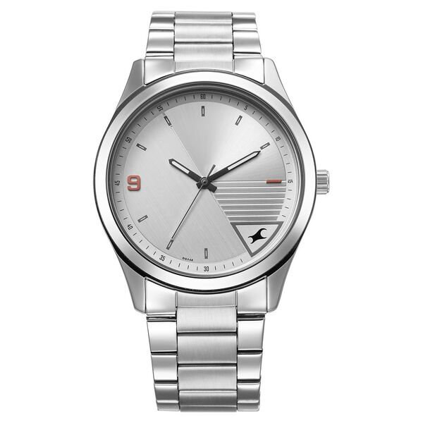 Fastrack Stunners Quartz Analog Silver Dial Silver Metal Strap Watch For Guys - image number 0