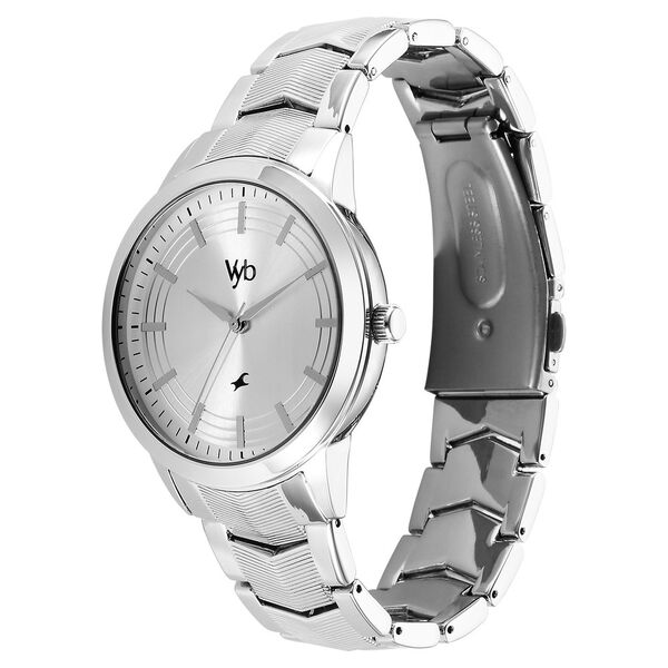Fastrack Vyb Atlas Quartz Analog Silver Dial Silver Metal Strap Watch For Guys - image number 3