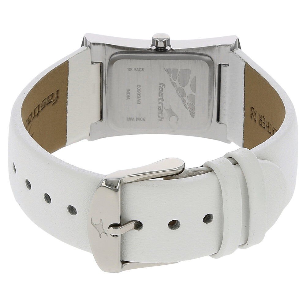Fastrack Quartz Analog White Dial Leather Strap Watch for Girls