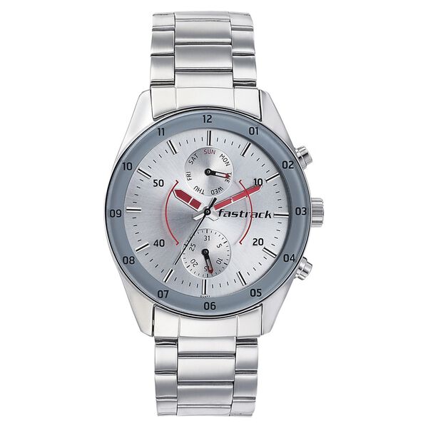 Fastrack Space Rover Quartz Multifunction Silver Dial Stainless Steel Strap Watch for Guys - image number 1