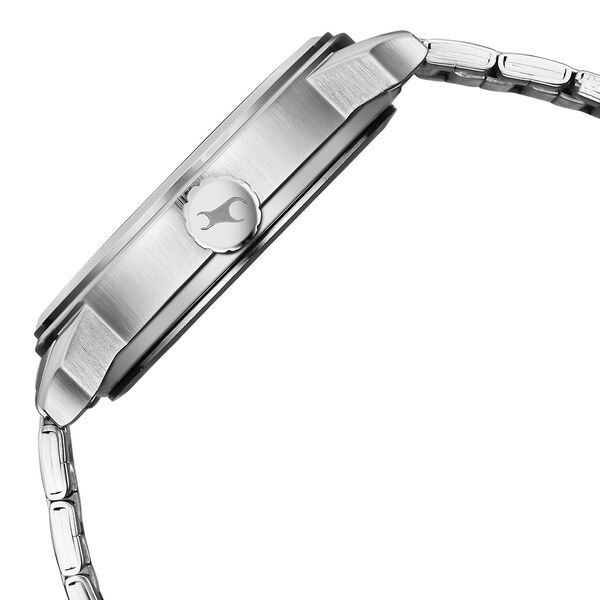 Fastrack Pulse IV Dual Time Analog Watch with Blue Dial & Silver Stainless Steel Strap For Guys - image number 4
