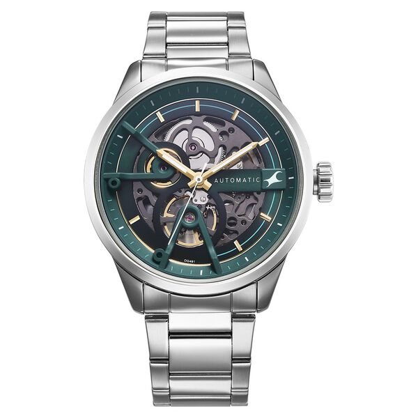 Fastrack Automatics Green Dial Silver Metal Strap Automatic Watch ForGuys - image number 0