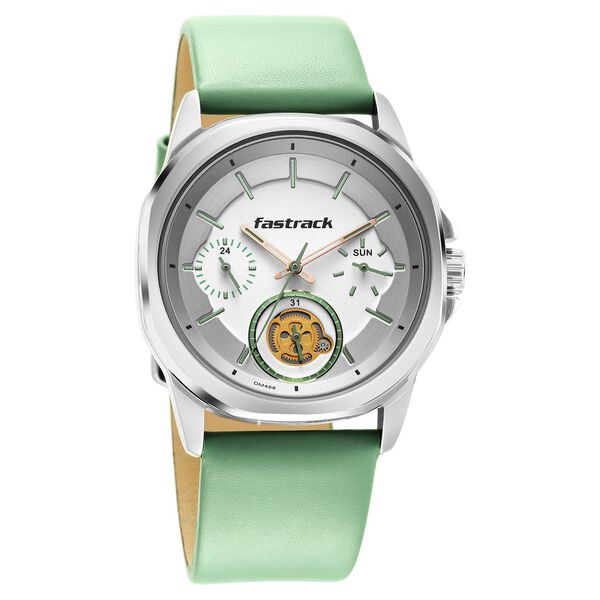 Fastrack Exuberant Quartz Analog White Dial Leather Strap Watch for Guys - image number 1