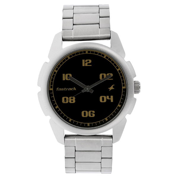 Fastrack Quartz Analog Black Dial Stainless Steel Strap Watch for Guys - image number 0