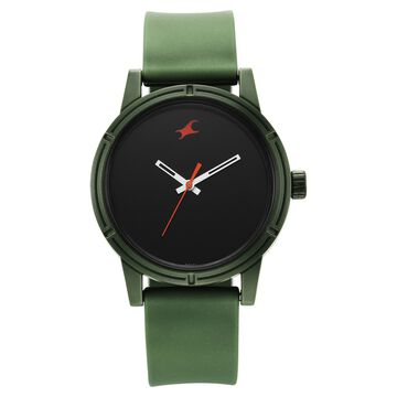Fastrack Tees Quartz Analog Black Dial Silicone Strap Watch for Guys