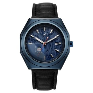 Fastrack Oceanyx 2.0 Analog Watch with Day Date for Men with Blue Dial & Black Leather Strap