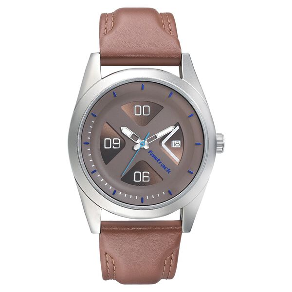 Fastrack Go Skate Quartz Analog with Date Brown Dial Leather Strap Watch for Guys - image number 1