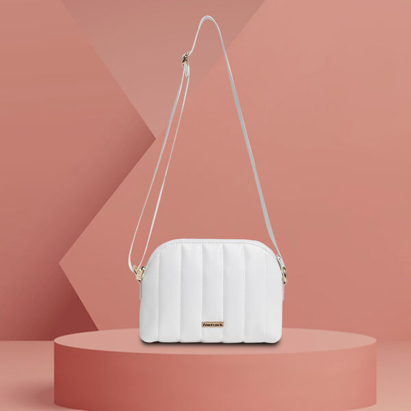 Fastrack Modern Quilted Sling Bag for Women | Trendy, Spacious Bag for Girls, Ladies, Women | Everyday Casual Bag Made from High Quality Faux Leather (White) - image number 9