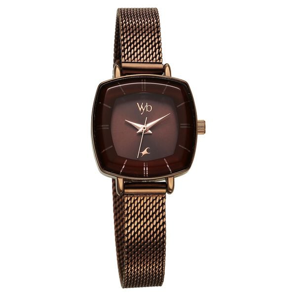 Vyb Seeker By Fastrack Quartz Analog Brown Dial Metal Strap Watch For Girls - image number 1