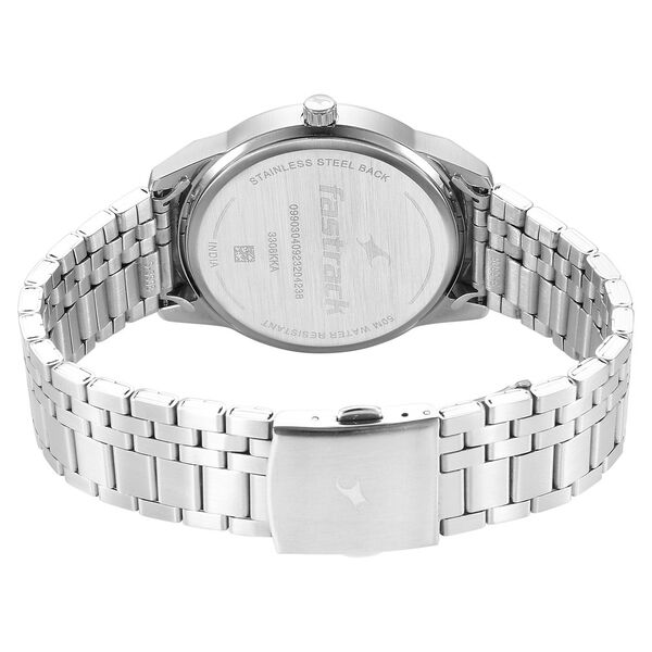 Fastrack Stunners Quartz Analog Black Dial Silver Stainless Steel Strap Watch For Guys - image number 4