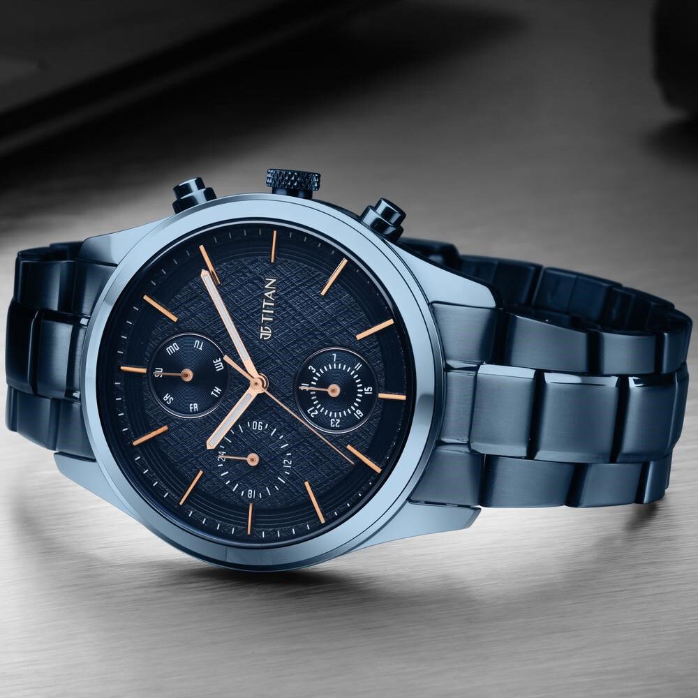 Titan blue dial men's watch top