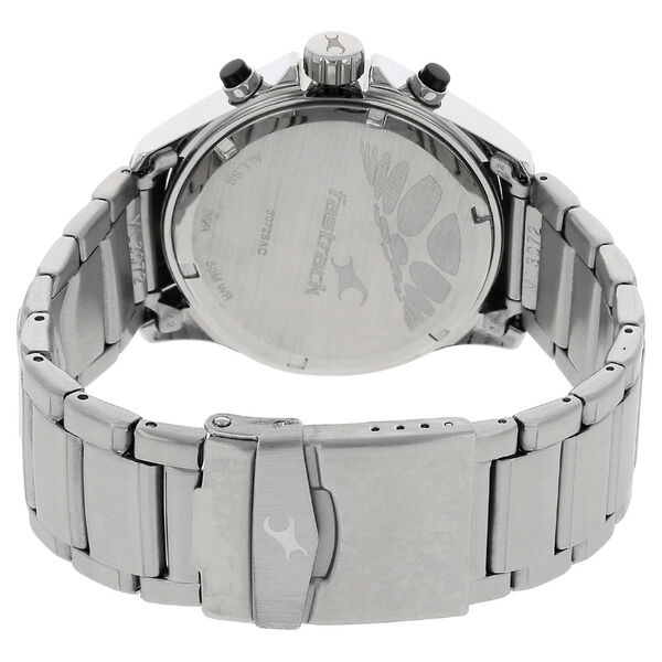 Fastrack Big Time Quartz Chronograph Black Dial Stainless Steel Strap Watch for Guys - image number 3