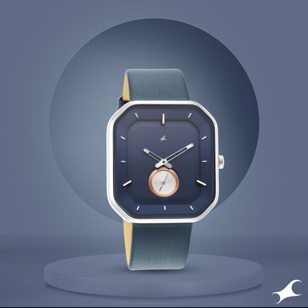 Fastrack After Dark Blue Dial Leather Strap Watch for Guys - image number 0