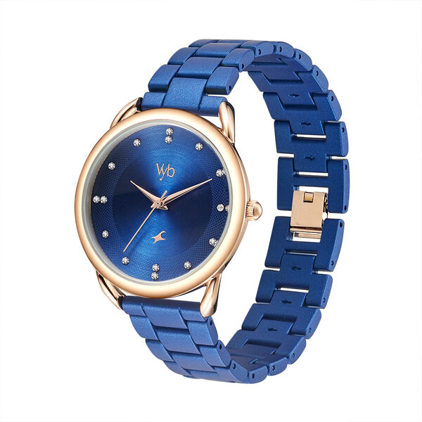 Fastrack Vyb Charmer Quartz Analog Blue Dial Stainless Steel Strap Watch for Girls - image number 3