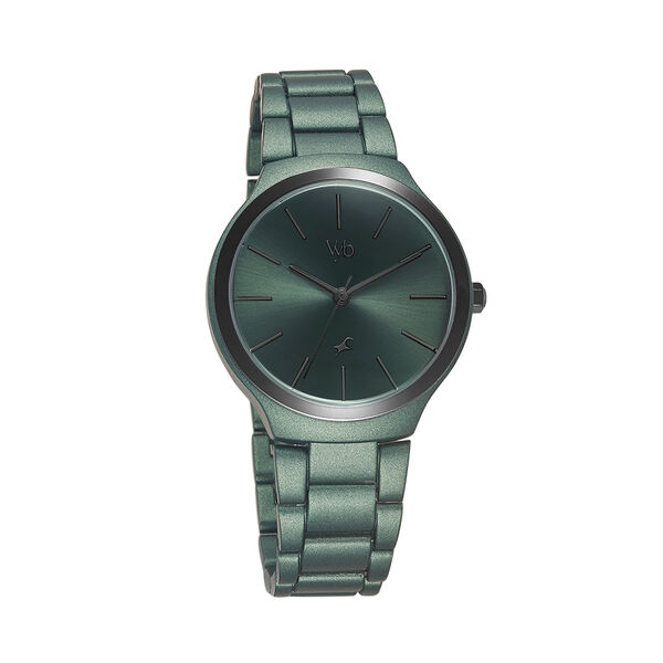 Fastrack Vyb Slayer Quartz Analog Green Dial Metal Strap Watch for Girls - image number 1