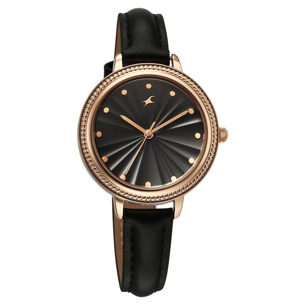 Fastrack Stunners X Quartz Analog Black Dial Leather Strap Watch For Girls - image number 1