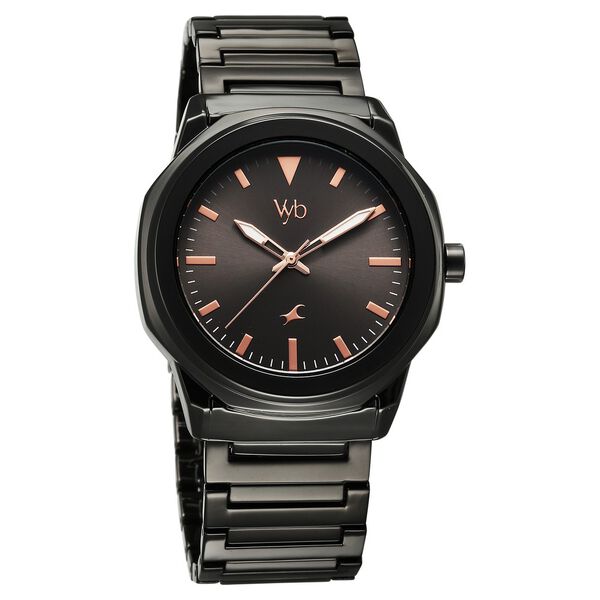 Fastrack Vyb Quest Quartz Analog Black Dial Black Metal Strap Watch For Guys - image number 2