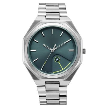 Fastrack 9 to Fine Analog with Green Dial Metal Strap Watch for Guys