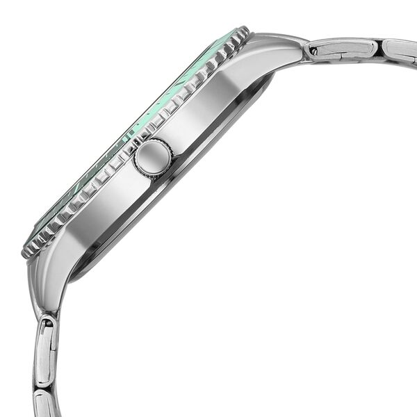 Vyb Hustler By Fastrack Quartz Analog Green Dial Silver Metal Strap Watch For Guys - image number 4